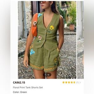 Floral print vest set